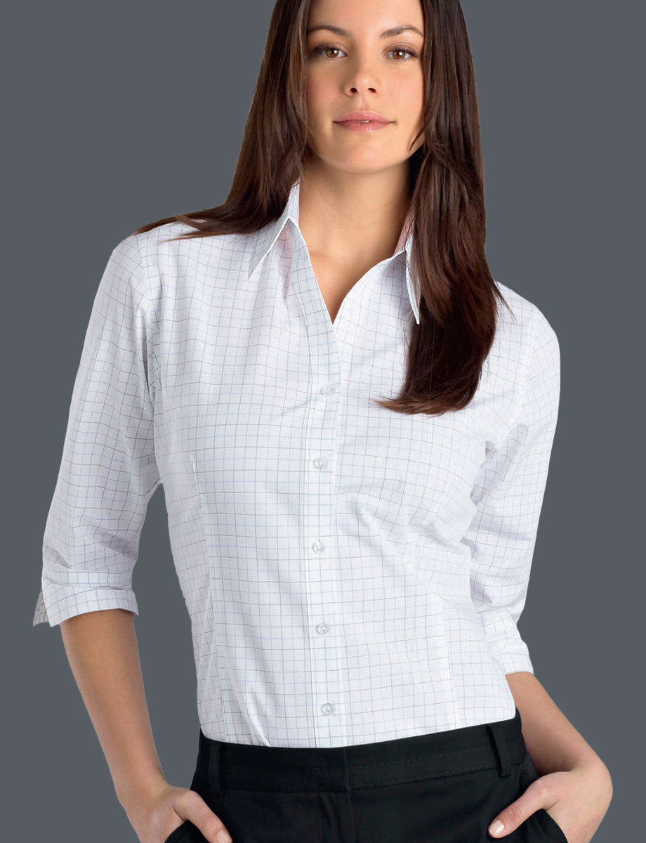 John Kevin Womens 3/4 Sleeve Window Check (130)