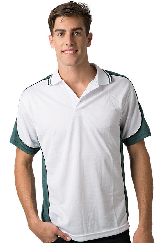 Be Seen Men's Polo Shirt With Striped Collar 7th( 9 Color All White ) (BSP15)
