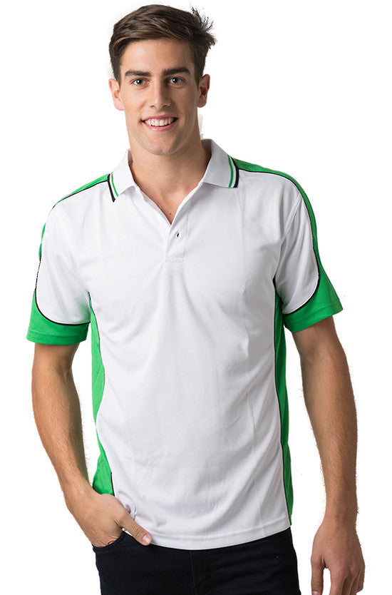 Be Seen Men's Polo Shirt With Striped Collar 7th( 9 Color All White ) (BSP15)