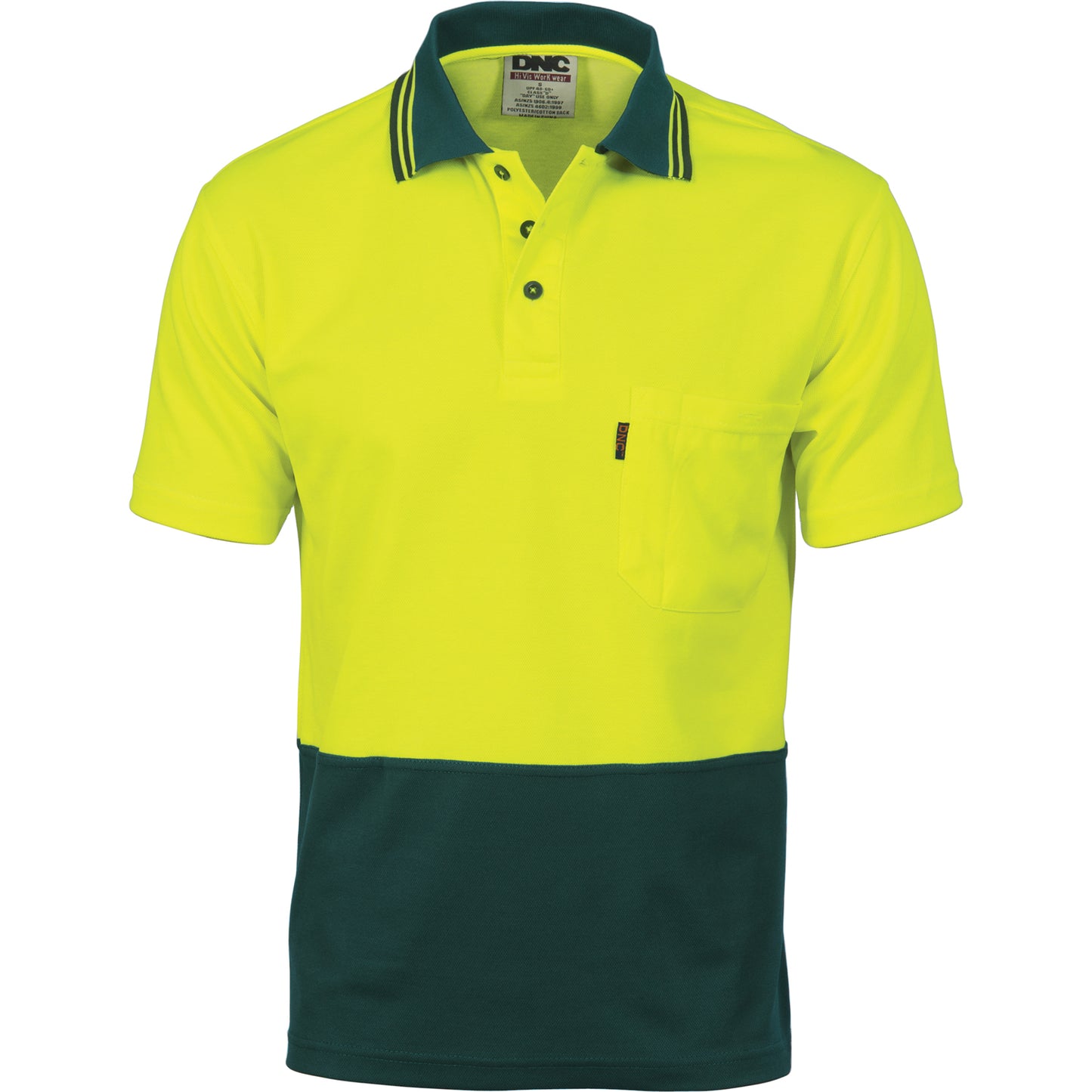 DNC Cotton Back HiVis S/S Two Tone Fluoro Polo (3814)