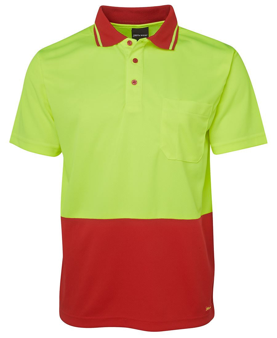 JB's Wear-JB's Adults Hi Vis Non Cuff Traditional Polo 1st (11 colour)-Lime/Red / XS-Uniform Wholesalers - 3