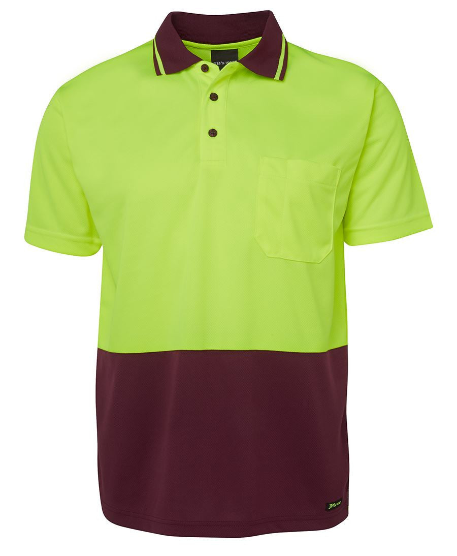 JB's Wear-JB's Adults Hi Vis Non Cuff Traditional Polo 1st (11 colour)-Lime/Maroon / XS-Uniform Wholesalers - 7