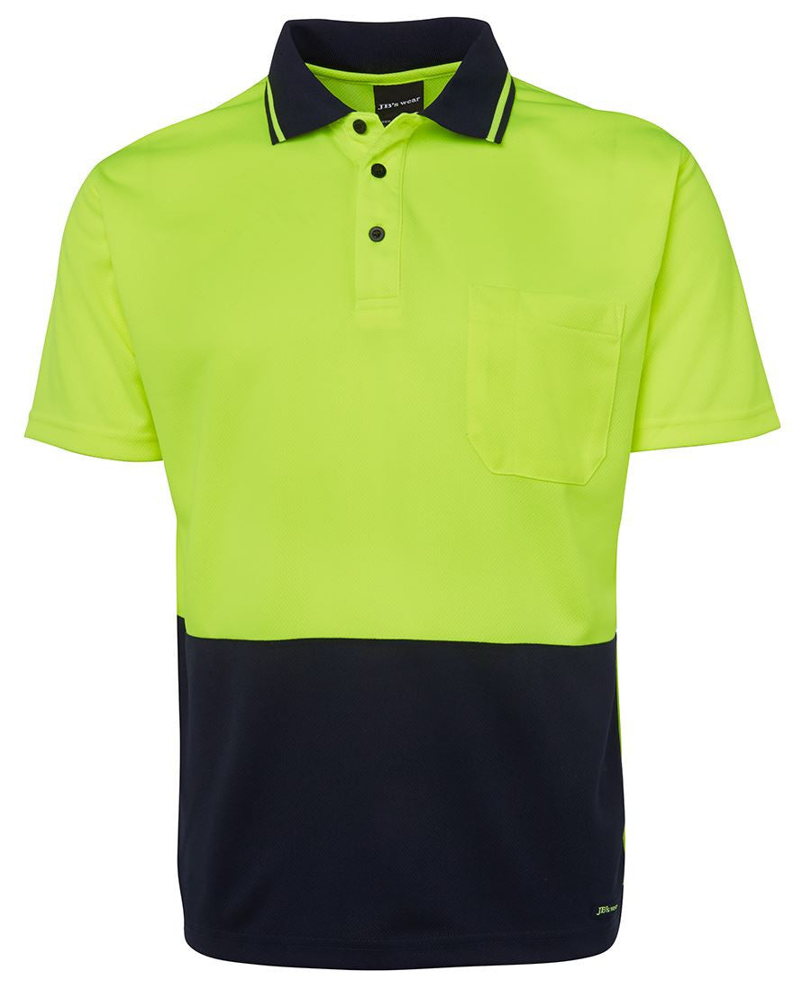 JB's Wear-JB's Adults Hi Vis Non Cuff Traditional Polo 1st (11 colour)-Lime/Navy / XS-Uniform Wholesalers - 8
