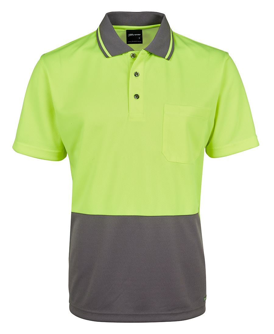 JB's Wear-JB's Adults Hi Vis Non Cuff Traditional Polo 1st (11 colour)-Lime/Charcoal / XS-Uniform Wholesalers - 5