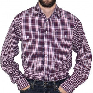 Bisley Long Sleeve Check Cotton Shirt Red - (BS7916)