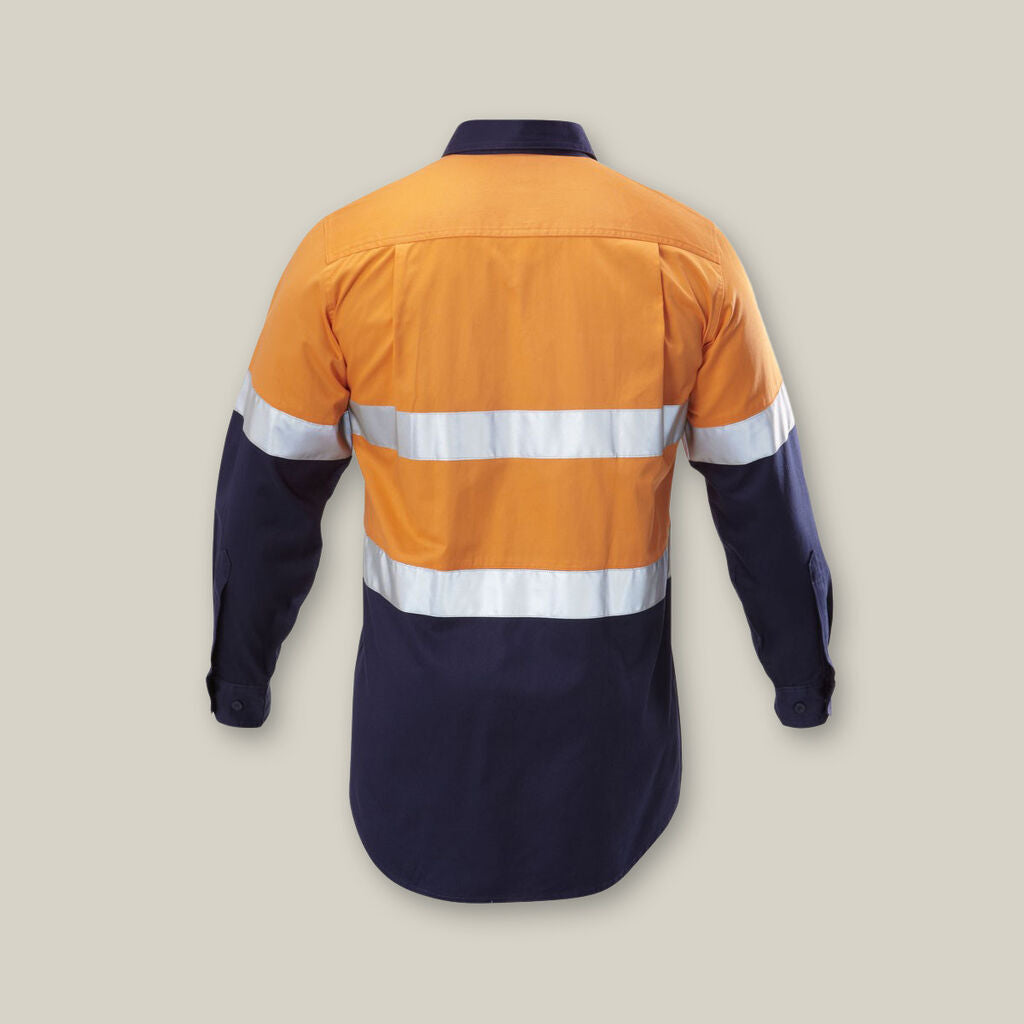 Hard Yakka Hi-Vis 2 Tone Long Sleeve Taped Cotton Drill Shirt (Y07990)