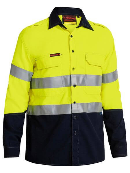 Bisley Tencate Tecasafe® Plus Taped 2 Tone Hi Vis Fr Light Weight Vented Long Sleeve Shirt (BS8098T)