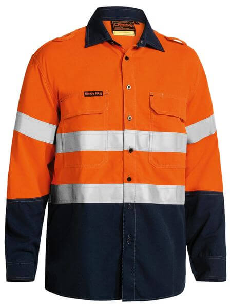 Bisley Tencate Tecasafe® Plus Taped 2 Tone Hi Vis Fr Light Weight Vented Long Sleeve Shirt (BS8098T)