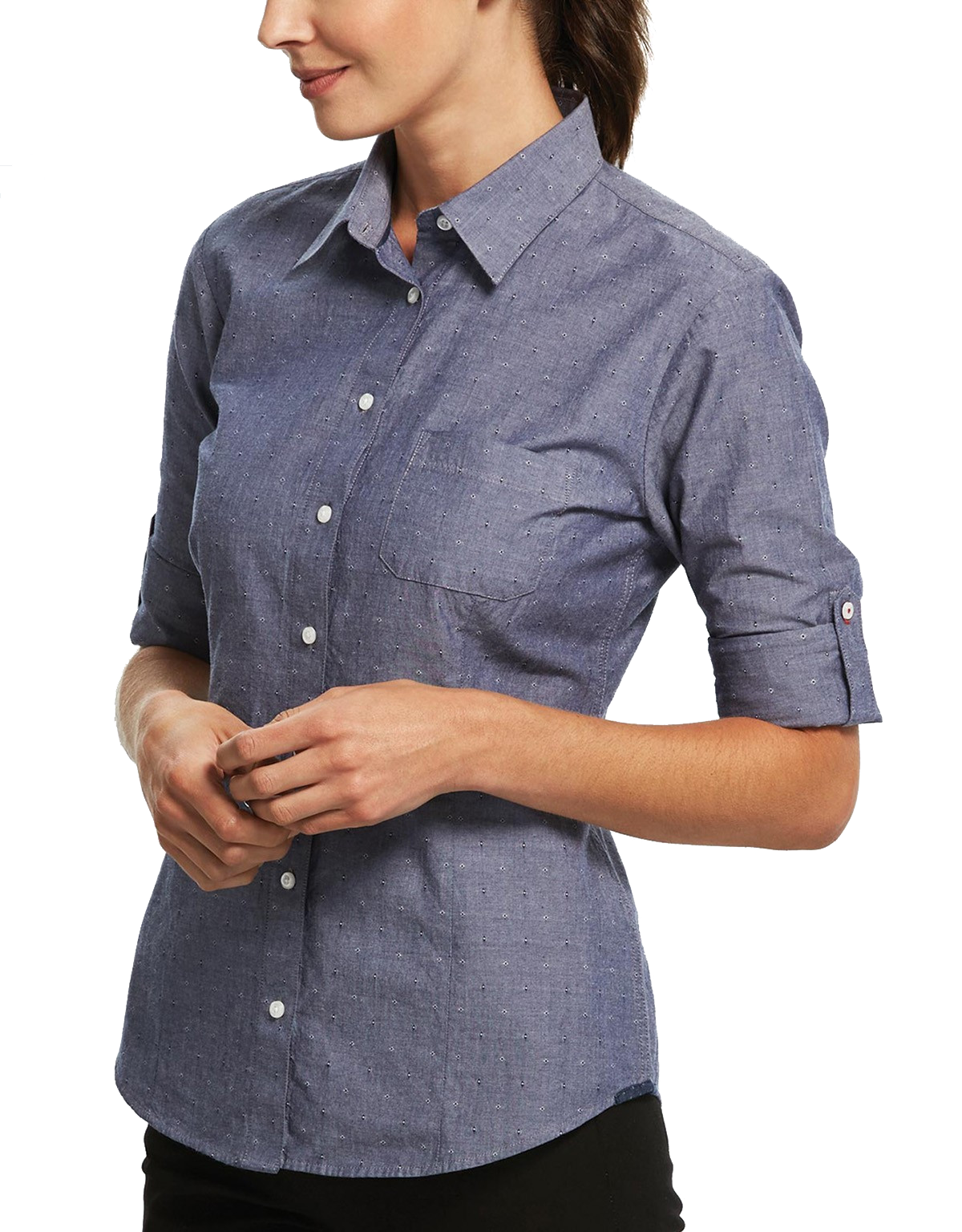Gloweave Ladies Chambray Dobby Long Sleeve Casual Slim Fit Shirt (1713WHL)