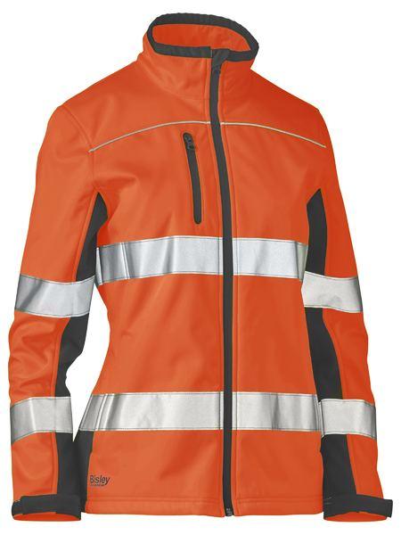 Bisley Womens Taped Two Tone Hi Vis Soft Shell Jacket (BJL6059T)