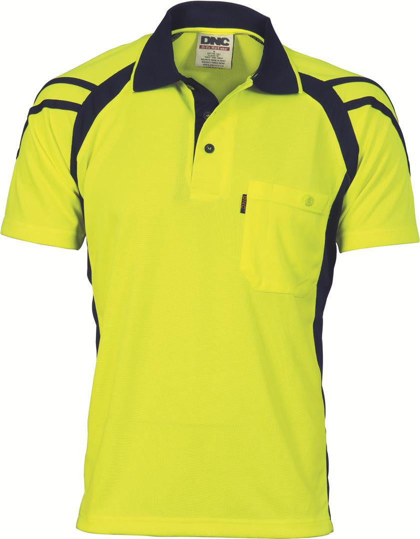 DNC HiVis Stripe Panel Cool Breathe Polo, S/S (3979)