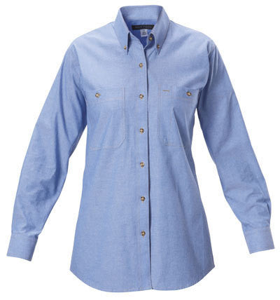 Hard Yakka-Hard Yakka Women's Chambray Shirt Long Sleeve-Chambray / 18-Uniform Wholesalers