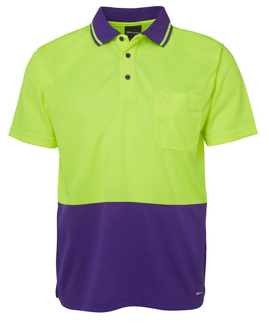 JB's Wear-JB's Adults Hi Vis  Non Cuff Traditional Polo 1st (11 colour)-Lime/Purple / XS-Uniform Wholesalers - 10