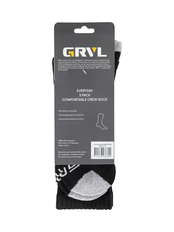 GRVL Crew Everyday Sock 5 Pack (GRVLS2)