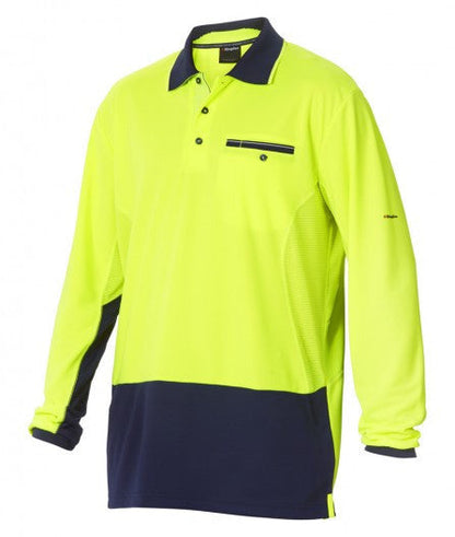 King Gee King Gee Workcool Hyperfreeze Hi-Vis Lightweight Long Sleeve Polo (K54840)