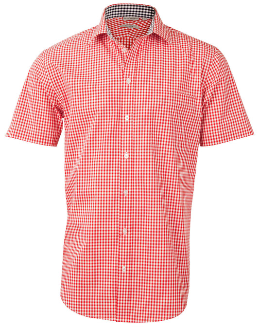 Winning Spirit Mens Gingham Check Short Sleeve Shirt (M7330S)