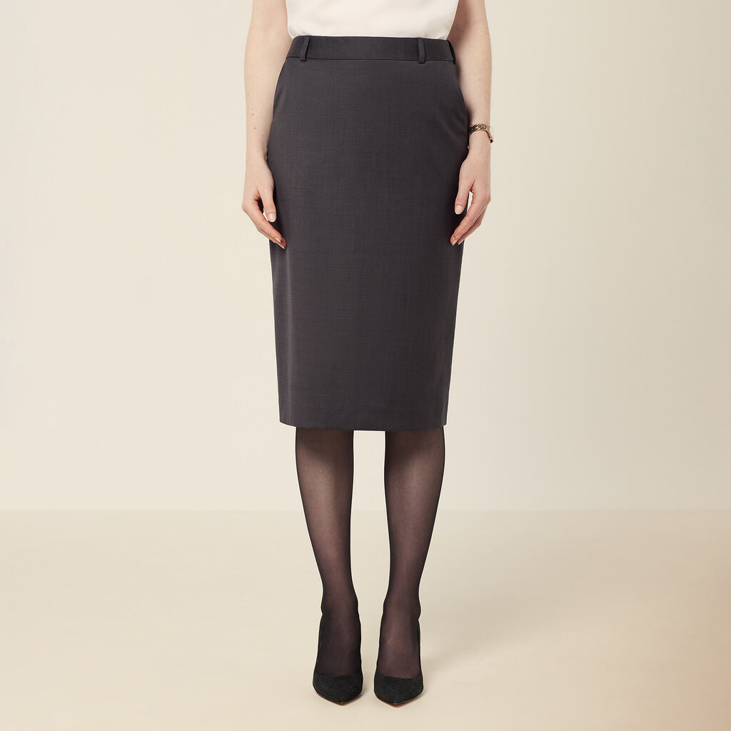 NNT Uniforms Wool Blend Twill Secret Waist Midi Skirt (CAT2RW)