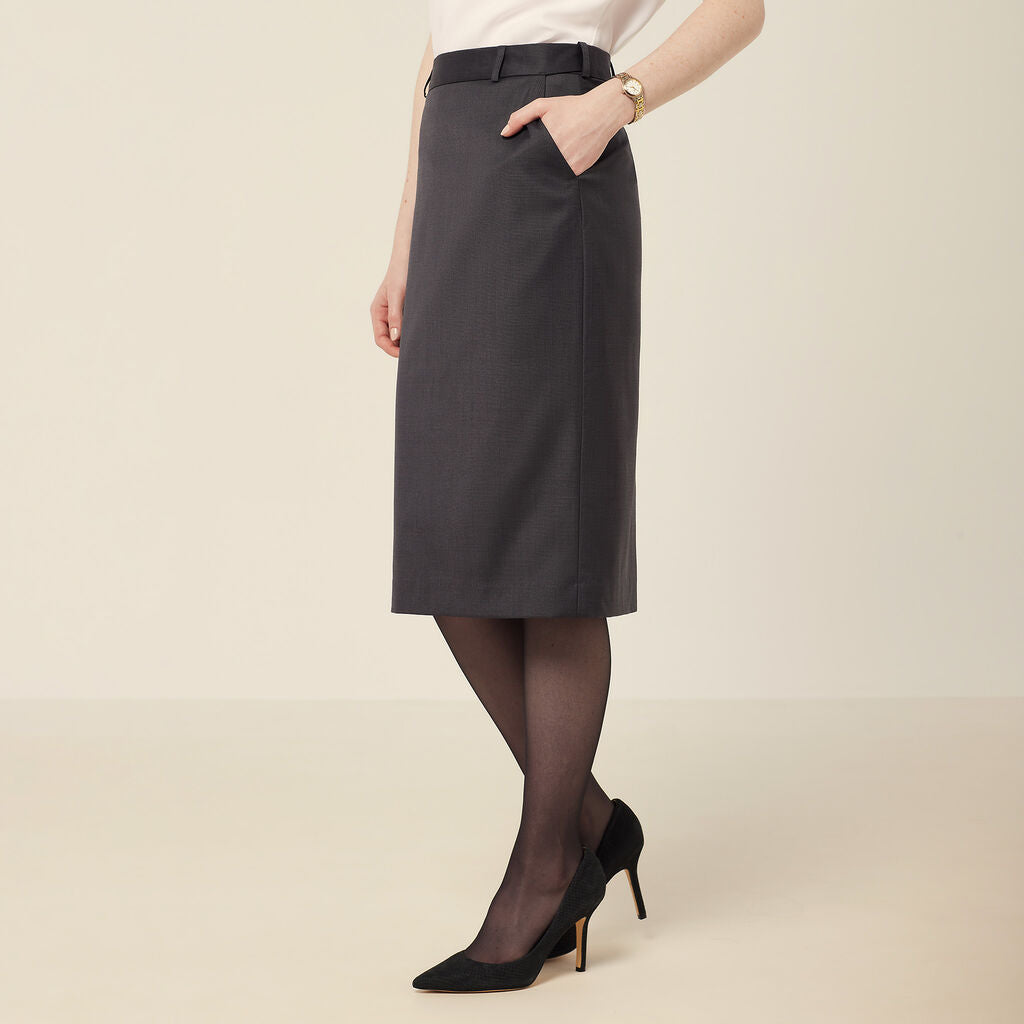 NNT Uniforms Wool Blend Twill Secret Waist Midi Skirt (CAT2RW)