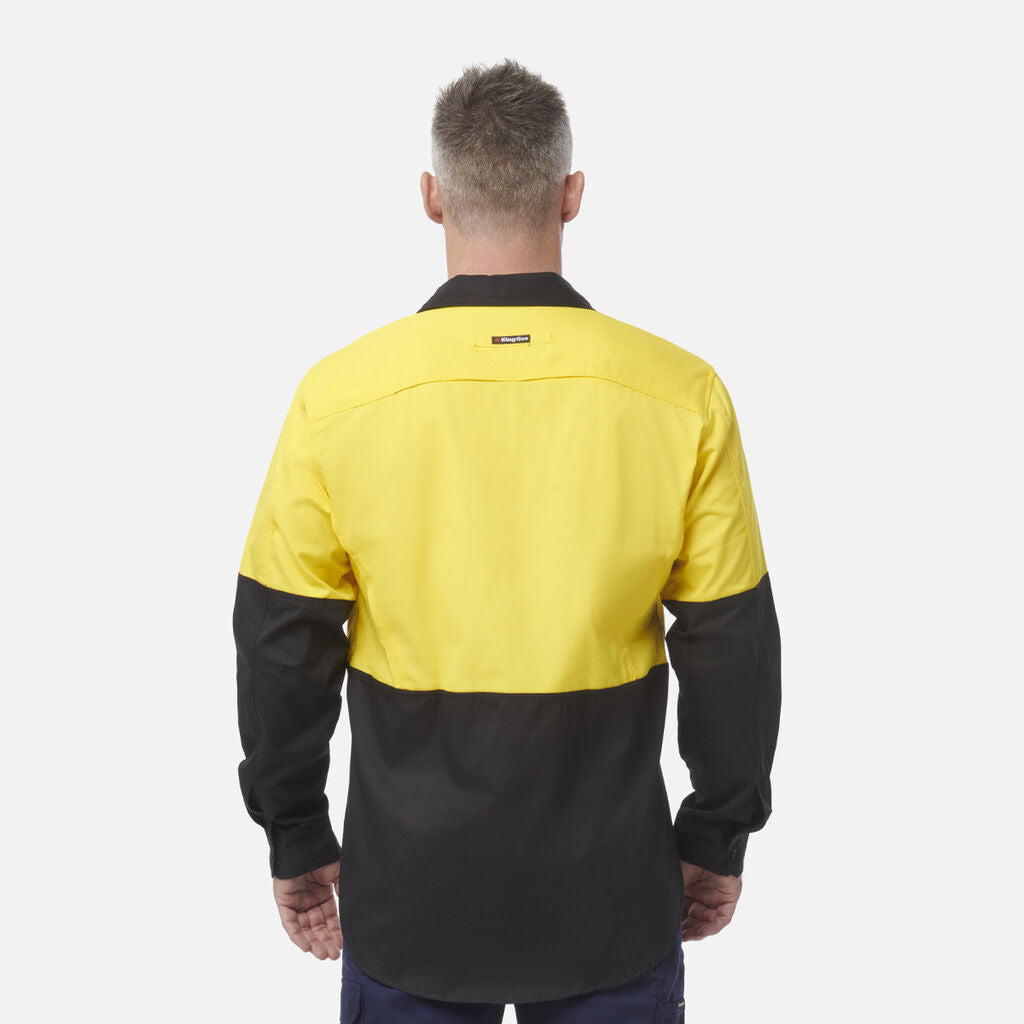 King Gee Workcool 2 Hi-Vis Two Tone Long Sleeve Drill Work Shirt (K54870)