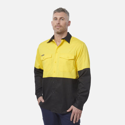 King Gee Workcool 2 Hi-Vis Two Tone Long Sleeve Drill Work Shirt (K54870)
