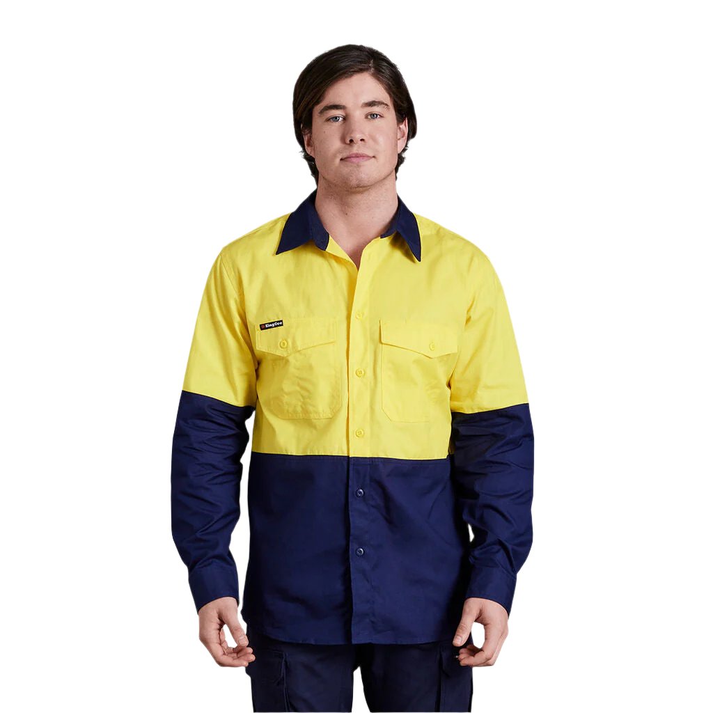 King Gee Workcool 2 Hi-Vis Two Tone Long Sleeve Drill Work Shirt (K54870)