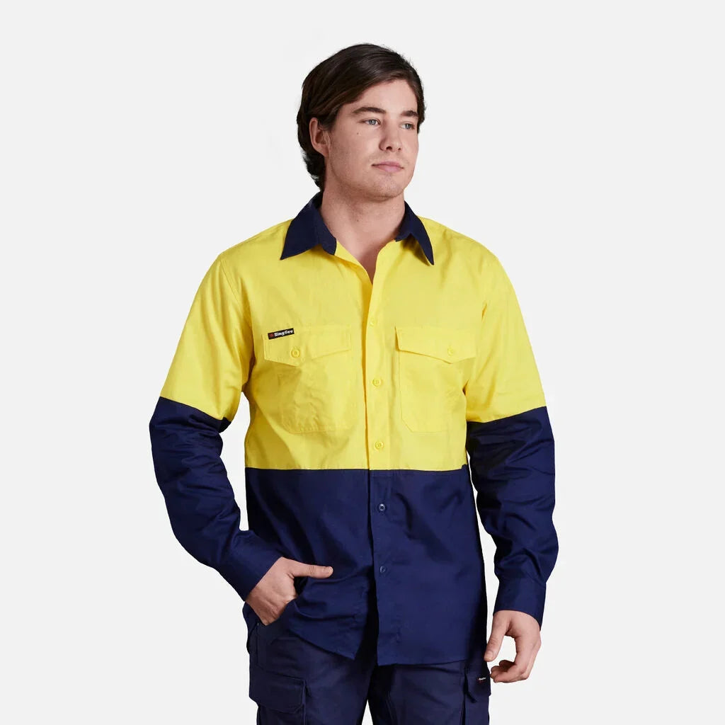 King Gee Workcool 2 Hi-Vis Two Tone Long Sleeve Drill Work Shirt (K54870)