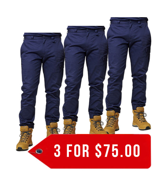 Hard Yakka Stretch Cuff Cargo Pant (Y02536)-3 Pack