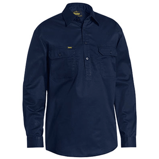 Bisley Closed Front Cotton Light Weight Drill Shirt - Long Sleeve (BSC6820)