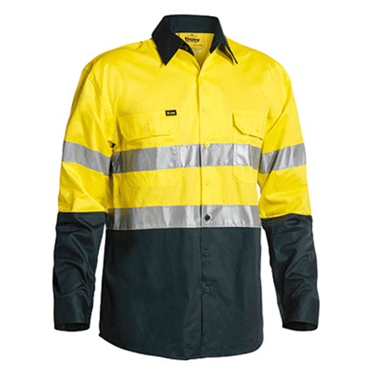 Bisley 2 Tone Hi Vis Cool Lightweight Gusset Cuff Shirt 3M Reflective Tape - Long Sleeve (BS6896)