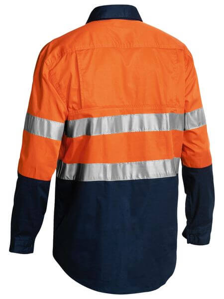 Bisley 2 Tone Hi Vis Cool Lightweight Closed Front Shirt 3M Reflective Tape - Long Sleeve (BSC6896)