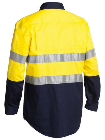 Bisley 2 Tone Hi Vis Cool Lightweight Closed Front Shirt 3M Reflective Tape - Long Sleeve (BSC6896)