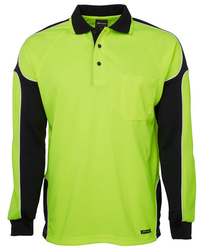 JB's Wear-JB's Hi Vis Long Sleeve Arm Panel Polo - Adults-Lime/Black / XS-Uniform Wholesalers - 2