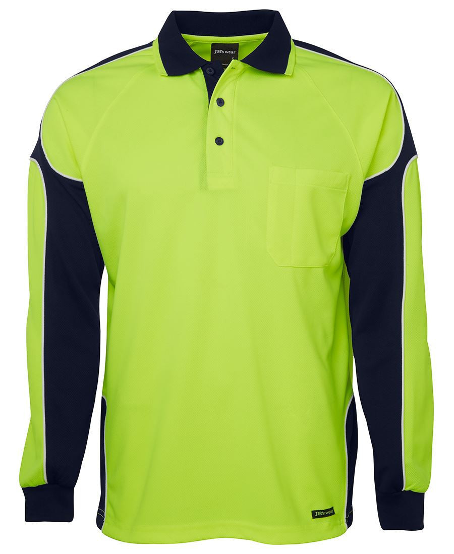 JB's Wear-JB's Hi Vis Long Sleeve Arm Panel Polo - Adults-Lime/Navy / XS-Uniform Wholesalers - 6