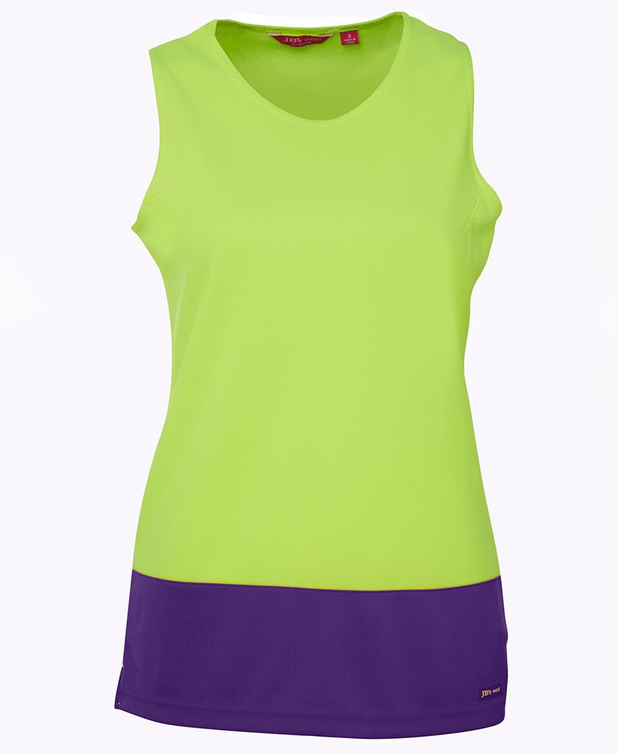 JB's Wear-JB's Ladies Hi Vis Traditional Singlet-Lime/Purple / 10-Uniform Wholesalers - 3