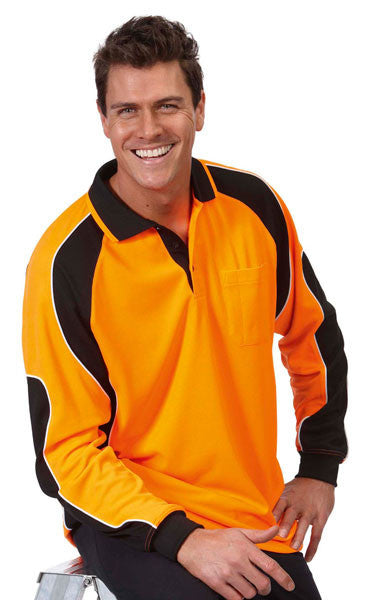 JB's Wear-JB's Hi Vis Long Sleeve Arm Panel Polo - Adults--Uniform Wholesalers - 3