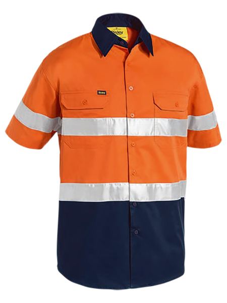 Bisley 3M Taped Two Tone Hi Vis Cool Lightweight Shirt - Short Sleeve (BS1896)