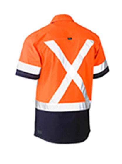 Bisley Flex & Move Two Tone Hi Vis Stretch Utility Shirt-Short Sleeve (BS1177XT)