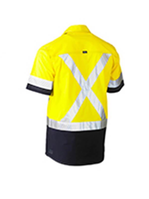 Bisley Flex & Move Two Tone Hi Vis Stretch Utility Shirt-Short Sleeve (BS1177XT)