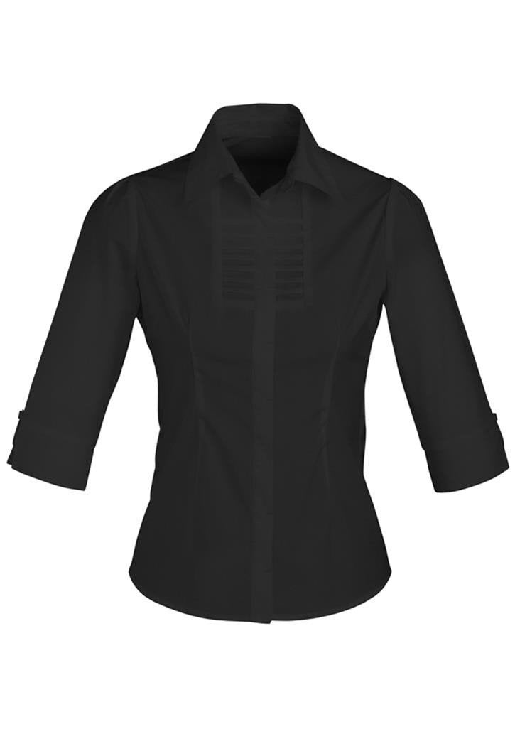 Biz Collection-Biz Collection Ladies Berlin 3/4 Sleeve Shirt-Black / 6-Corporate Apparel Online - 2