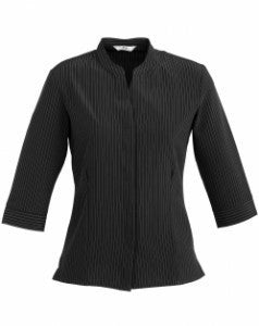 Biz Collection-Biz Collection Ladies Quay 3/4 Sleeve Shirt-Black / White / 8-Corporate Apparel Online - 3