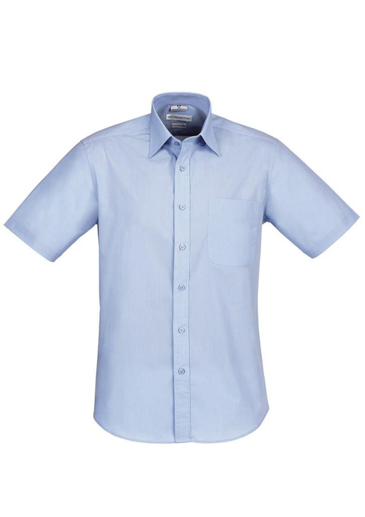 Biz Collection-Biz Collection Mens Chevron Short Sleeve Shirt-Blue / S-Corporate Apparel Online - 2