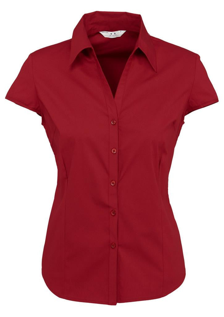 Biz Collection-Biz Collection Ladies Metro Cap Sleeve Shirt-Cherry / 6-Uniform Wholesalers - 1