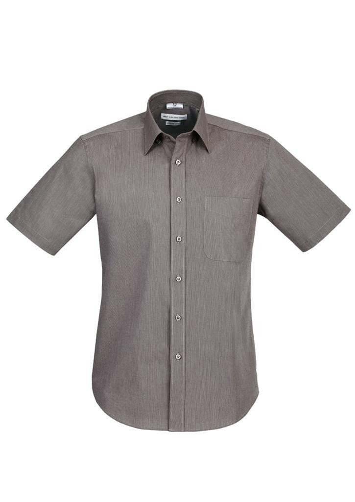 Biz Collection-Biz Collection Mens Chevron Short Sleeve Shirt-Graphite / S-Corporate Apparel Online - 5