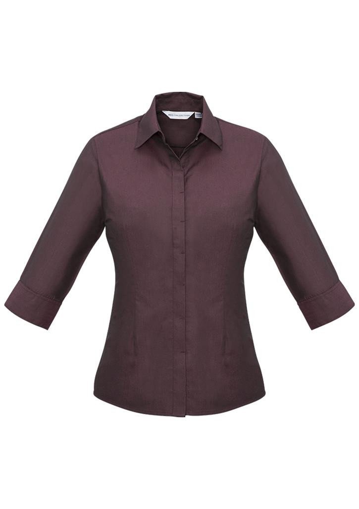 Biz Collection-Biz Collection Ladies Hemingway 3/4 Sleeve Shirt-Port Wine / 6-Corporate Apparel Online - 3