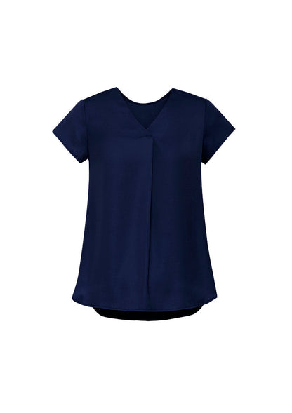 Biz Corporate Womens Kayla V-neck Pleat Blouse (RB967LS)-Clearance