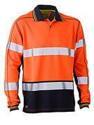 Bisley Taped Two Tone Hi Vis Polyester Mesh Long Sleeve Polo Shirt (BK6219T)