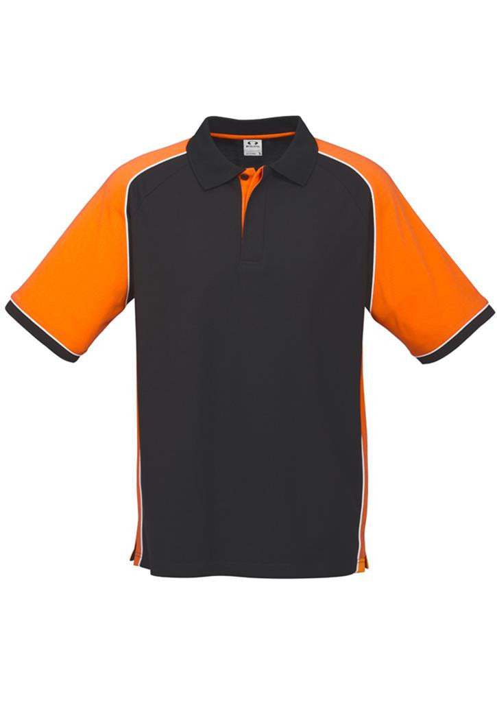 Biz Collection-Biz Collection Mens Nitro Polo-Black / Orange / White / S-Uniform Wholesalers - 3