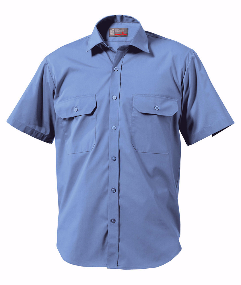 KingGee Short Sleeve Wash 'n' Wear Shirt - 65% Poly/35% Cotton Blend-102gsm, 34 / Sky, Work Shirts, King Gee,   - 1