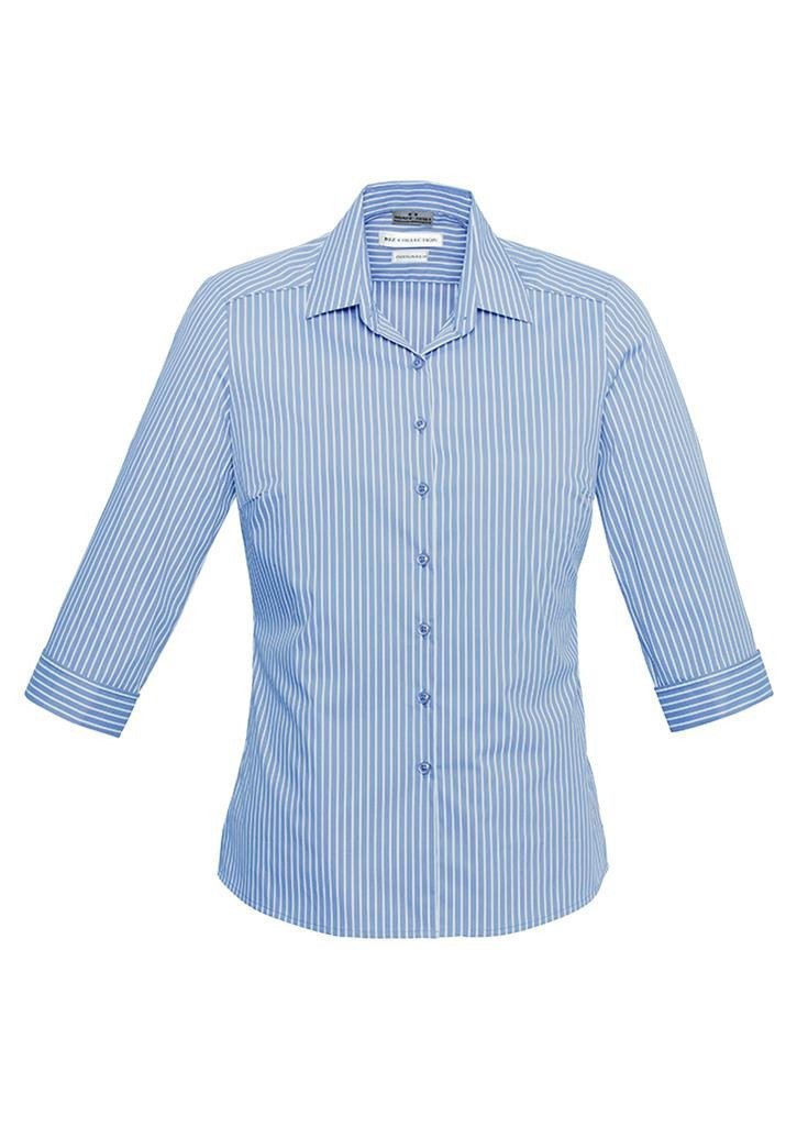 Biz Collection-Biz Collection Ladies Zurich 3/4 Shirt-Ice Blue/White / 6-Corporate Apparel Online - 5