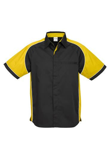 Biz Collection-Biz Collection Mens Nitro Shirt-Black / Yellow / White / S-Uniform Wholesalers - 10